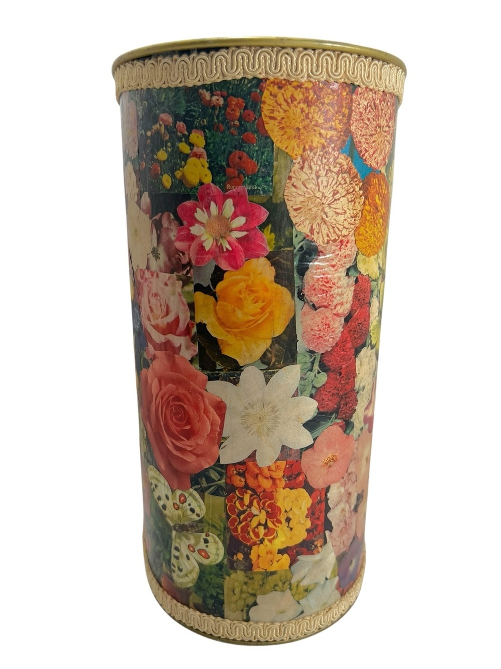 Vintage Mid Century Cheinco Metal Floral decoupage trashcan - Picture 4 of 10